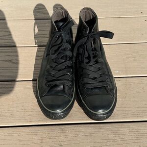 Converse Black Leather High Tops- excellent used condition